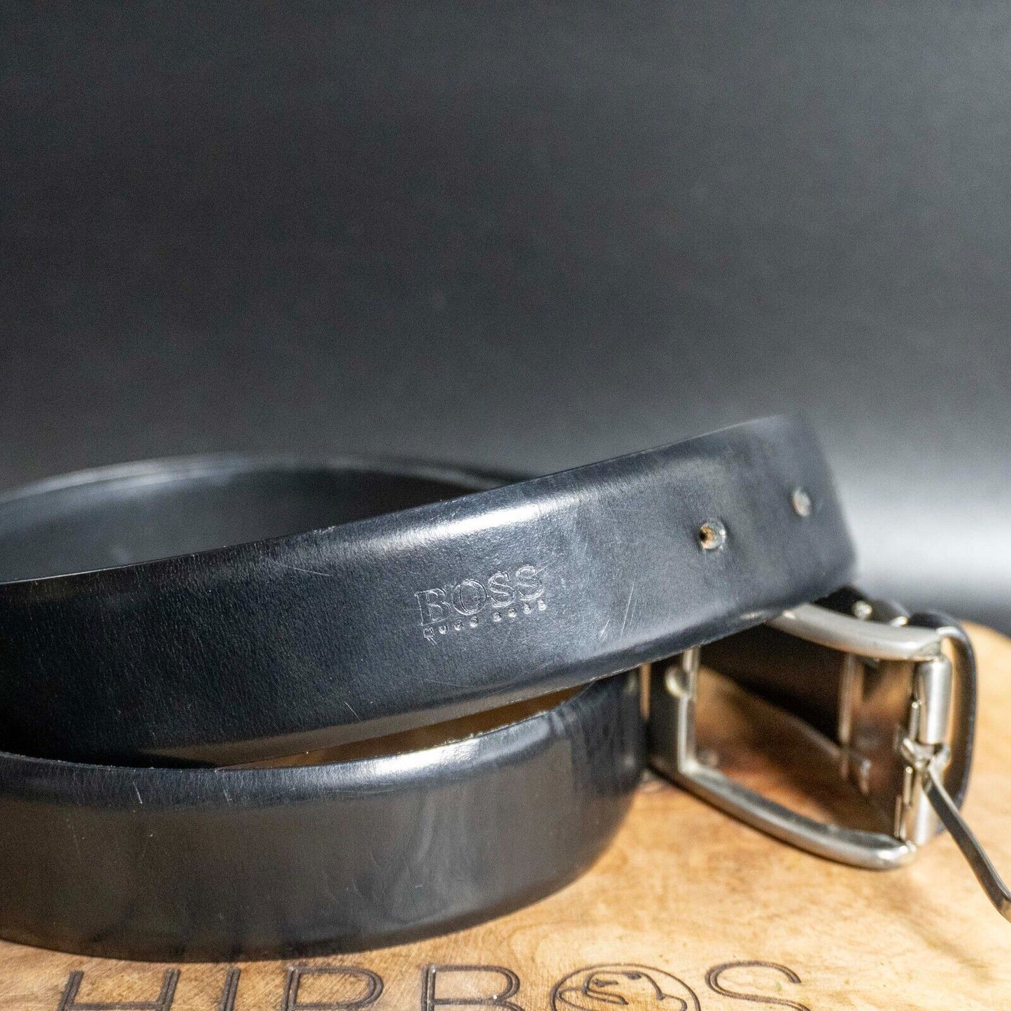 Hugo Boss Mens Belt Vintage Classic Leather Jeans Belt Black Size 32