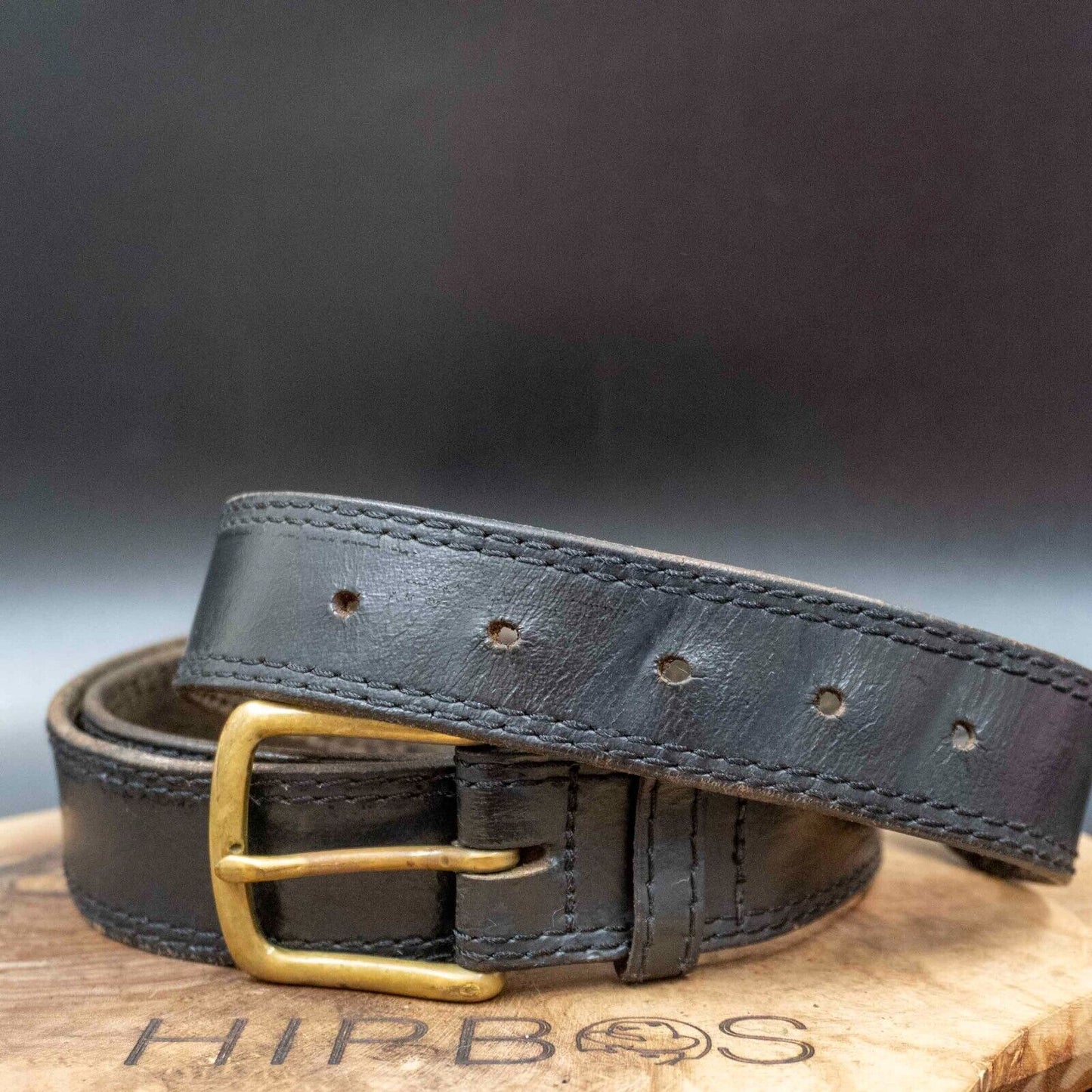 Buckle Mens Belt Vintage Leather Jeans Belt Black Size 42
