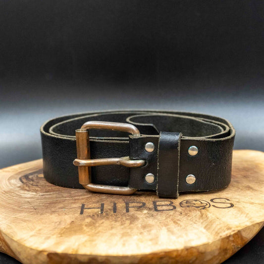 Vintage Mens Belt Handmade Leather Jeans Belt Black Size 34