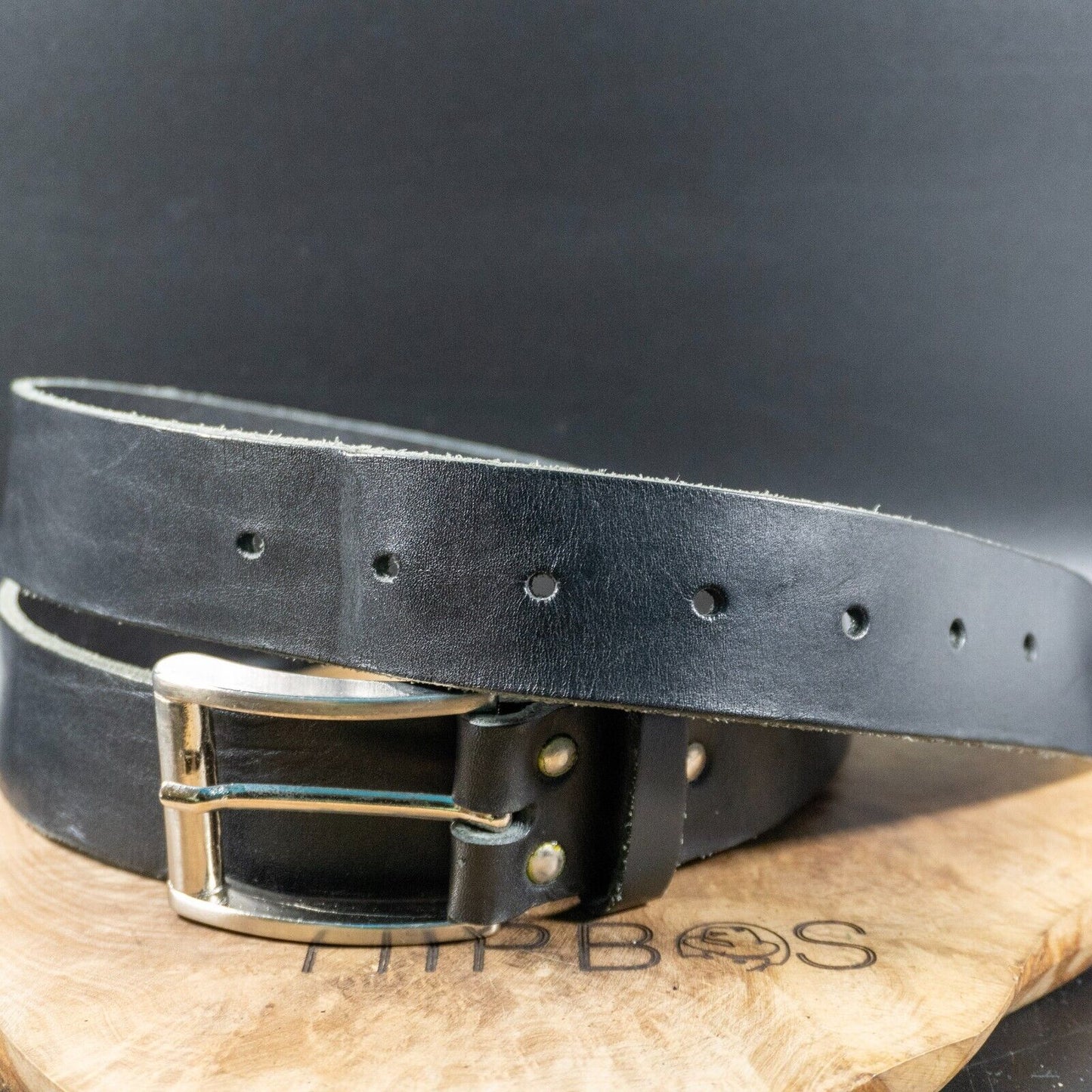 Vintage Mens Belt Handmade Vintage Leather Jeans Belt Black Size 42