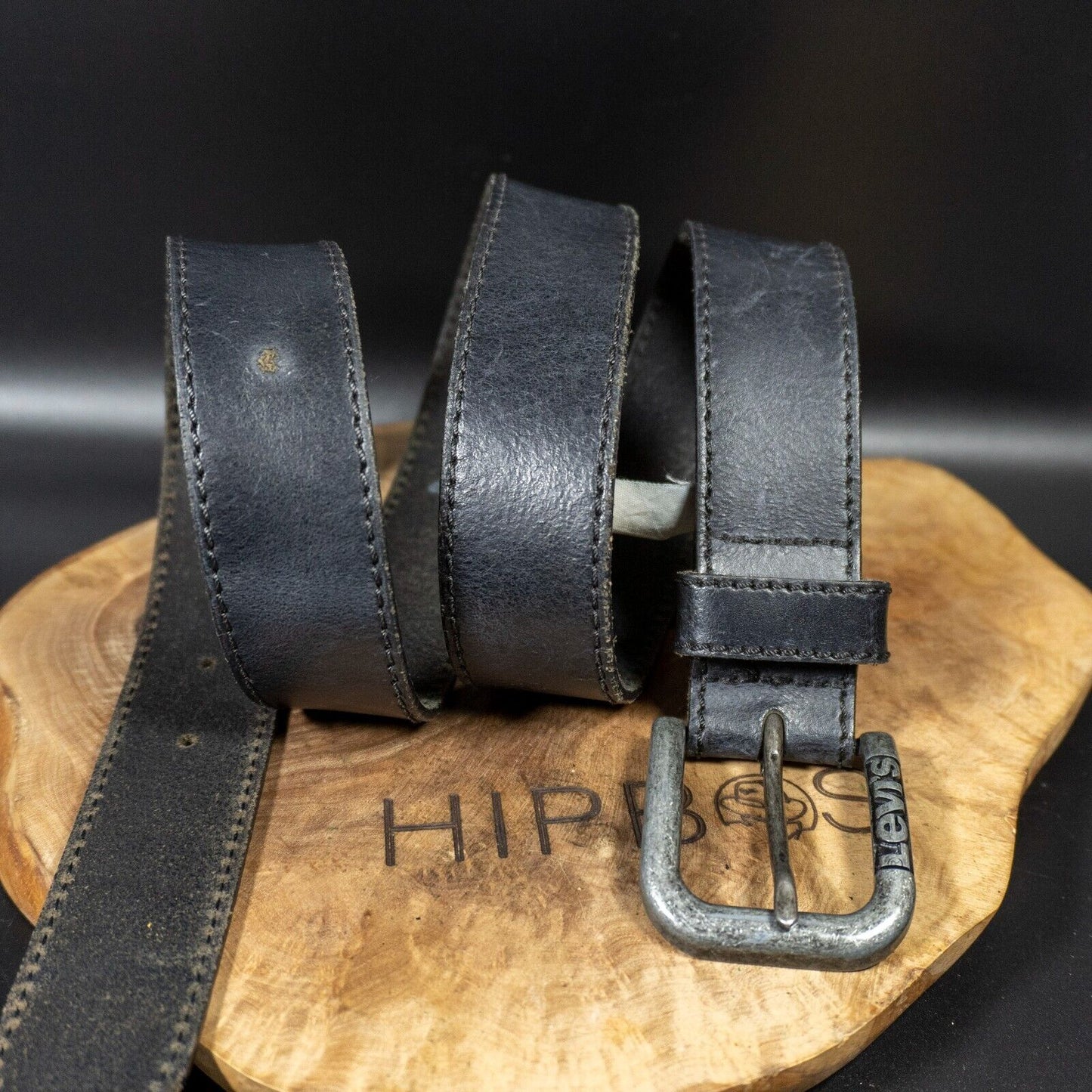 Levis Mens Belt Vintage Leather Belt Jeans Leather Belt Black Size 36