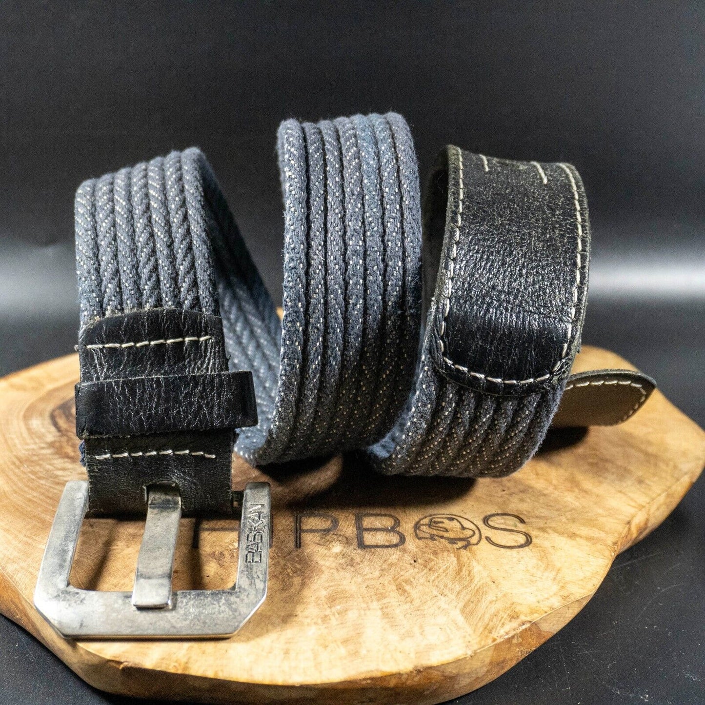 Baskan Mens Belt Vintage Fabric and Leather Jeans Belt Size 32"