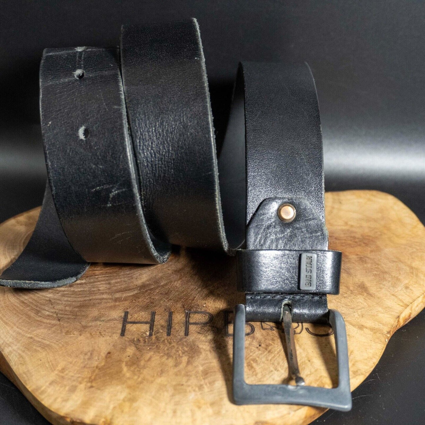 Big StarMens Belt Vintage Leather Jeans Belt Black Size 38