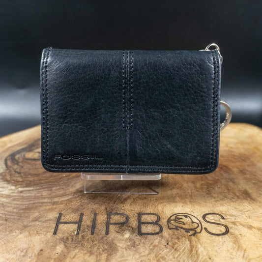 Fossil Mens Bifold Mini Wallet Leather Card Wallet Holder Black