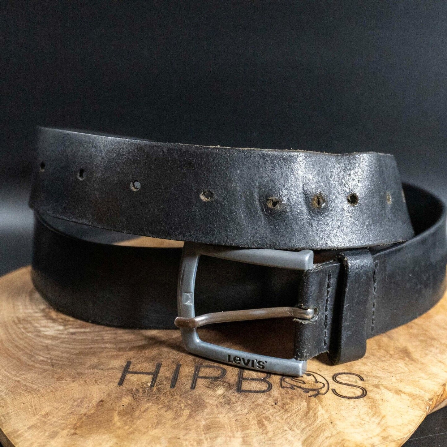Levis Mens Belt Vintage Leather Belt Jeans Leather Belt Black Size 44