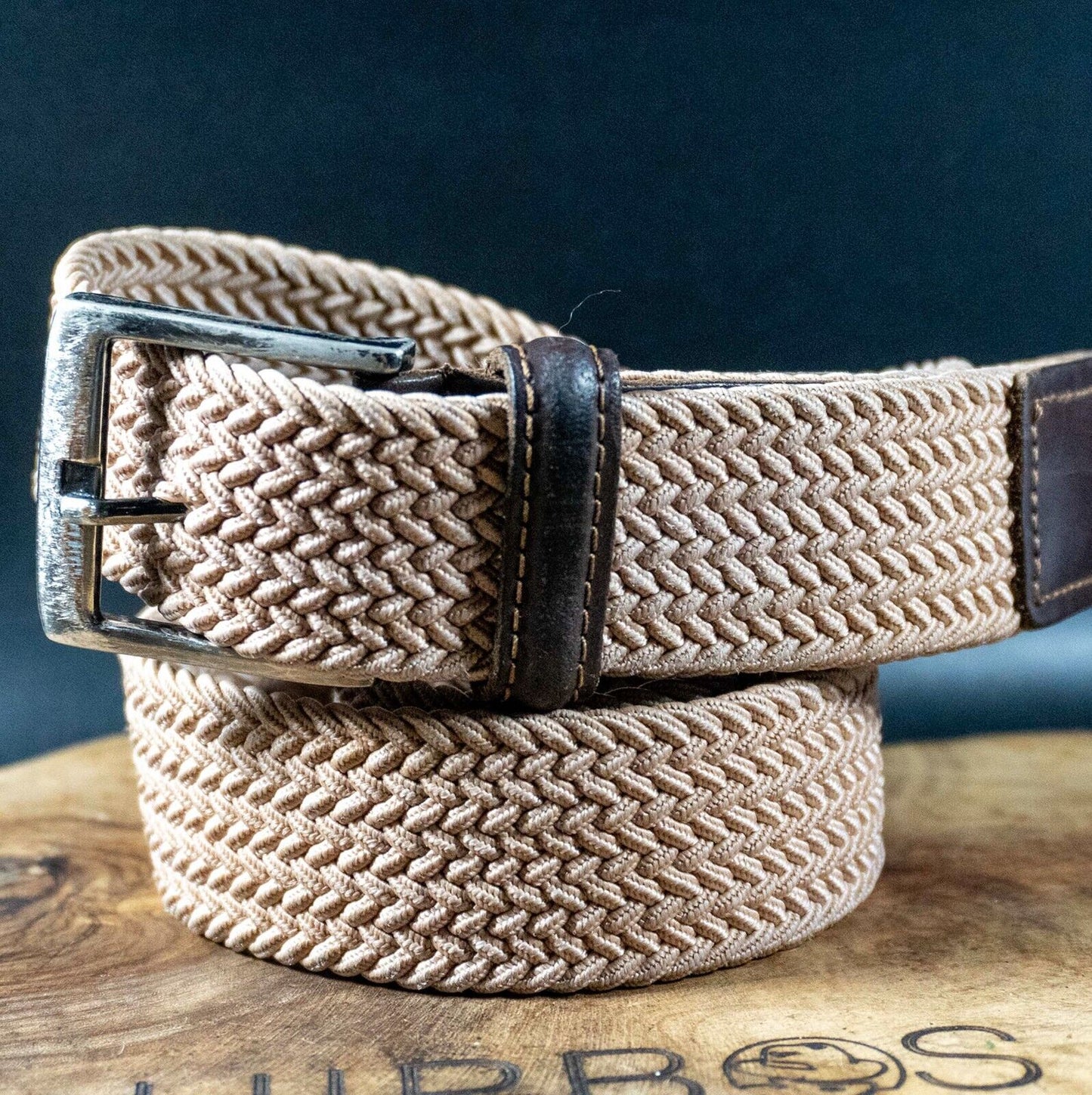 Vintage Mens Fabric and Leather Belt Braided Jeans Belt Brown Size M