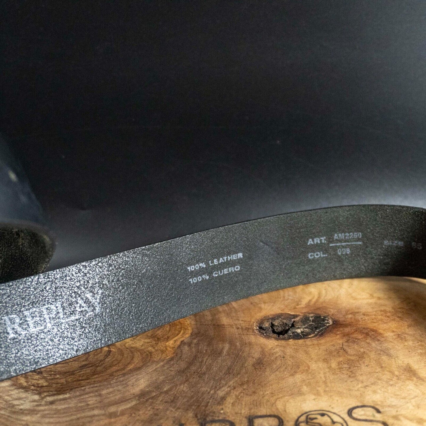 Replay Mens Belt Vintage Leather Jeans Belt Black Size 30