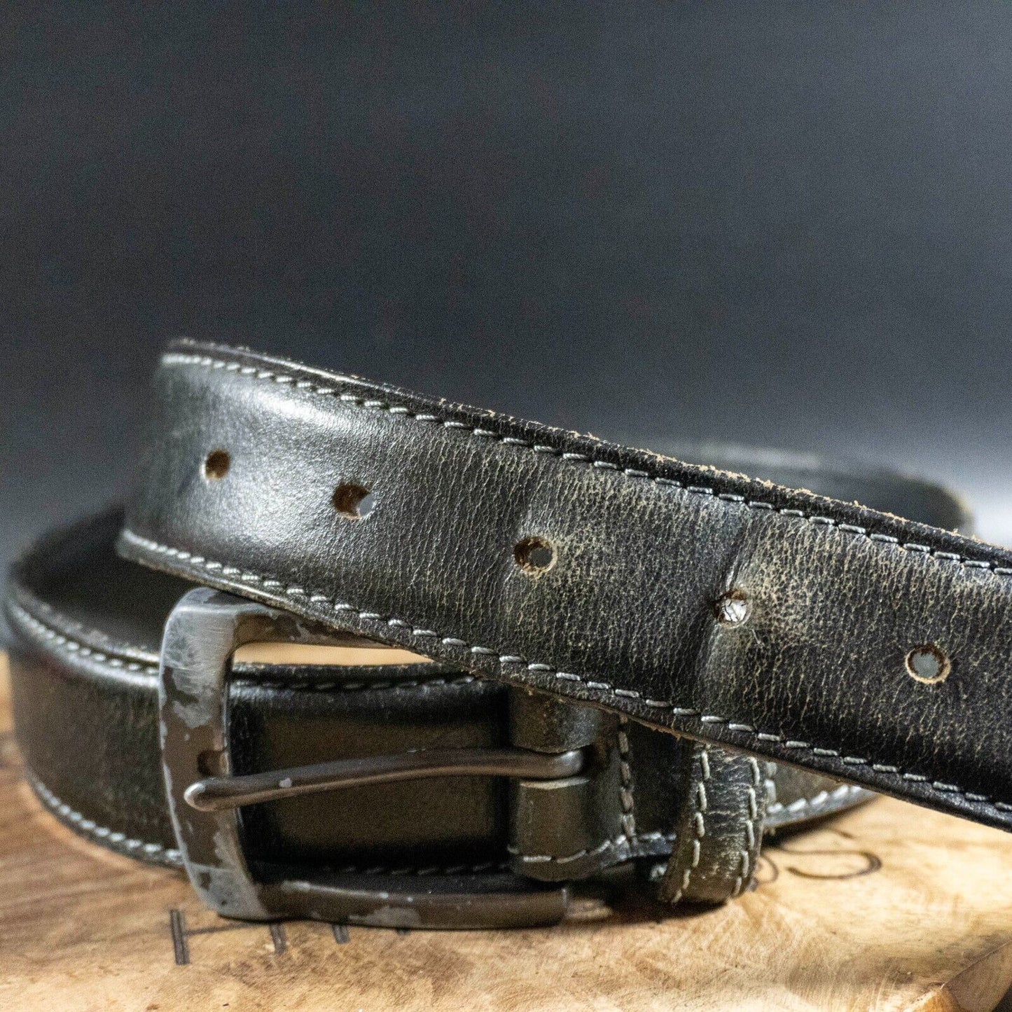 Ashford Ridge Mens Belt Vintage Leather Jeans Belt Black Size 32