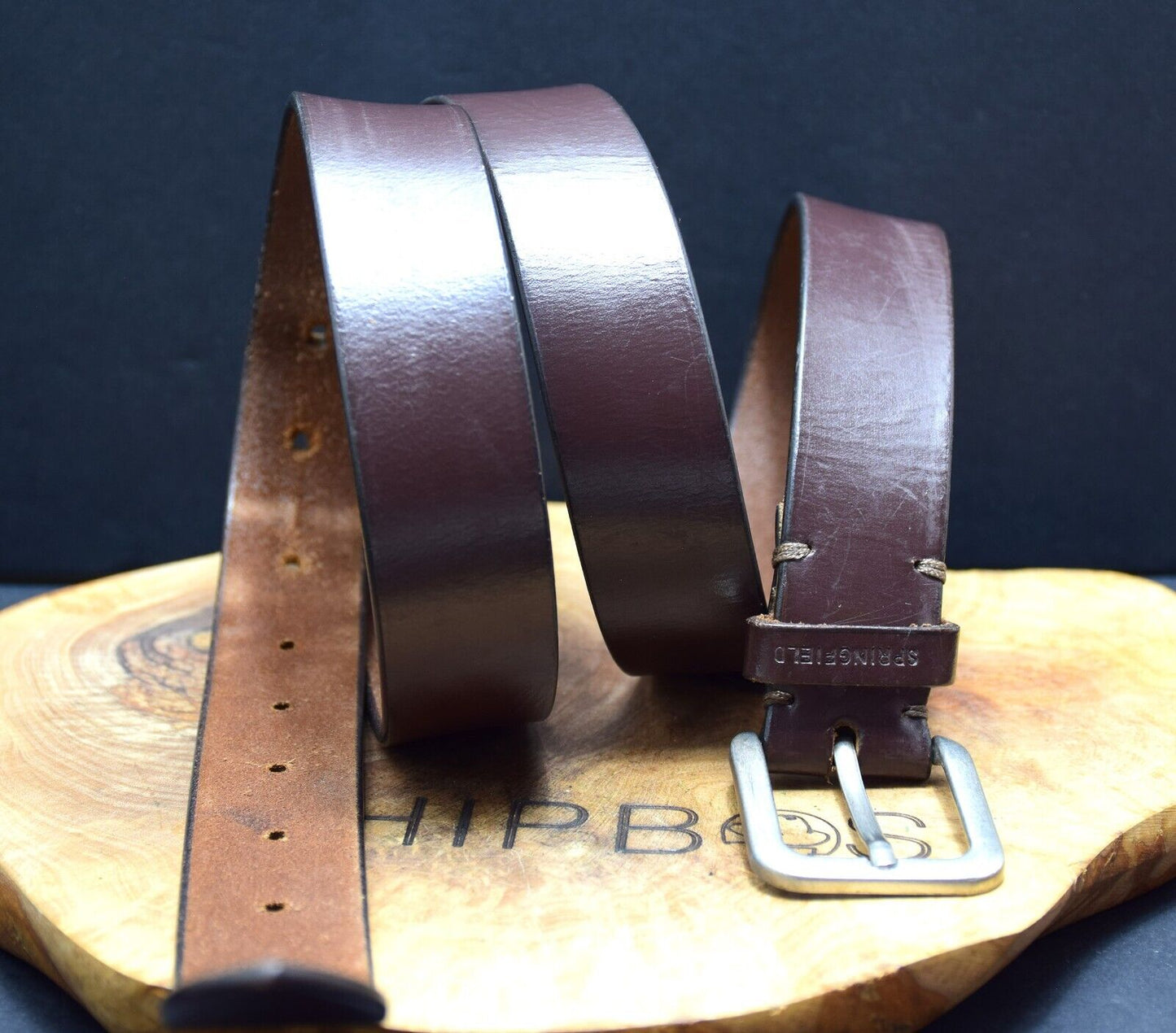 Springfield Mens Belt Vintage Mens Leather Belt Brown Size 40