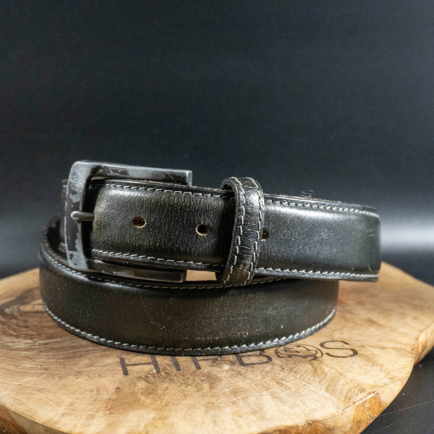 Ashford Ridge Mens Belt Vintage Leather Jeans Belt Black Size 32