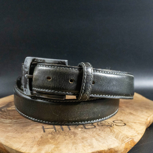 Ashford Ridge Mens Belt Vintage Leather Jeans Belt Black Size 32