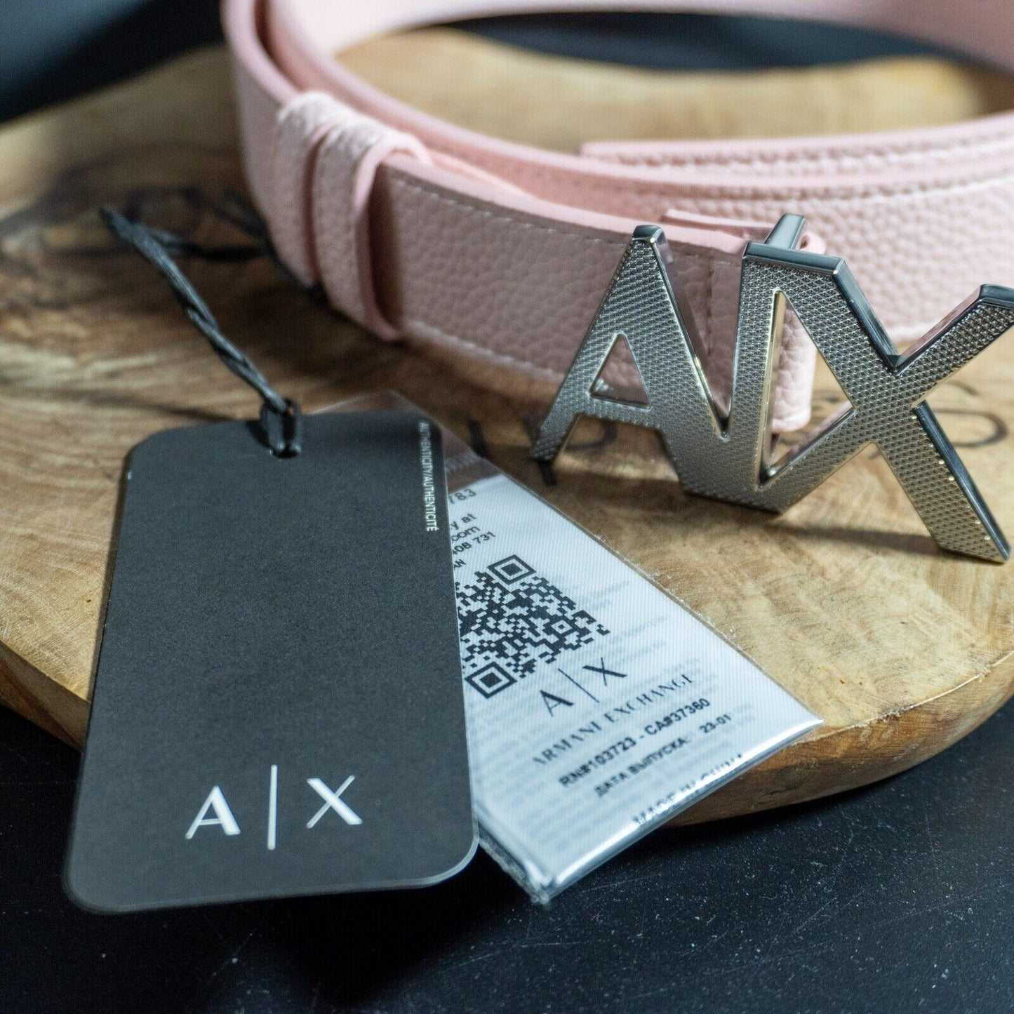 Armani Exchange Womens Belt Faux Leather Signature Buckle Pink S941134