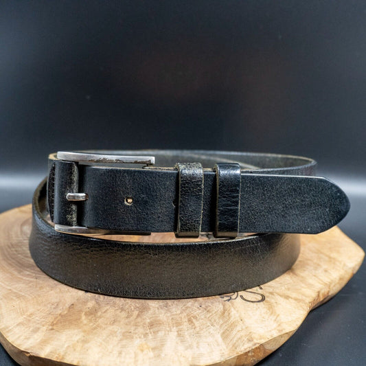 Vintage Mens Belt Handmade Vintage Leather Jeans Belt Black Size 38