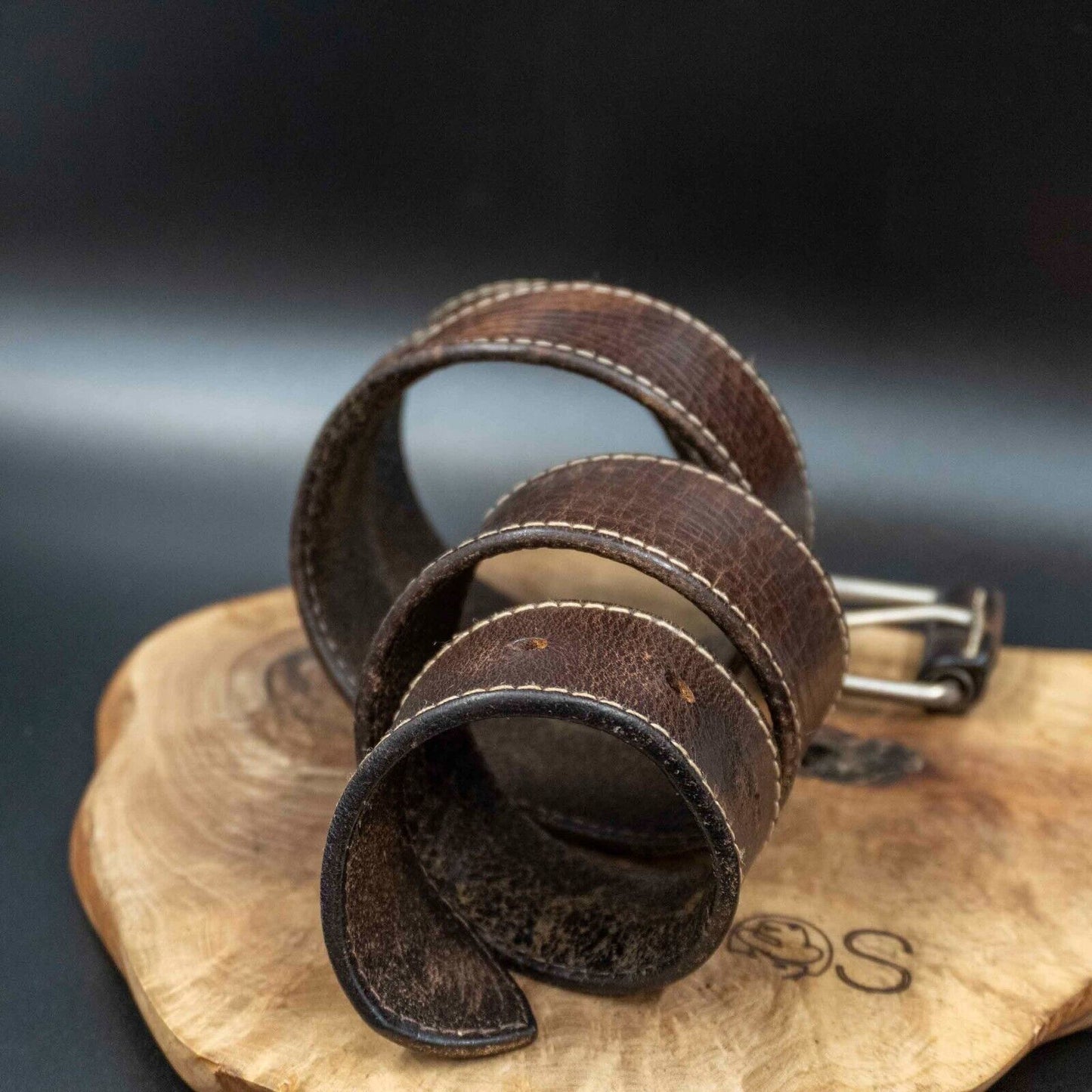 Vintage Mens Belt Handmade Leather Jeans Belt Brown Size 34