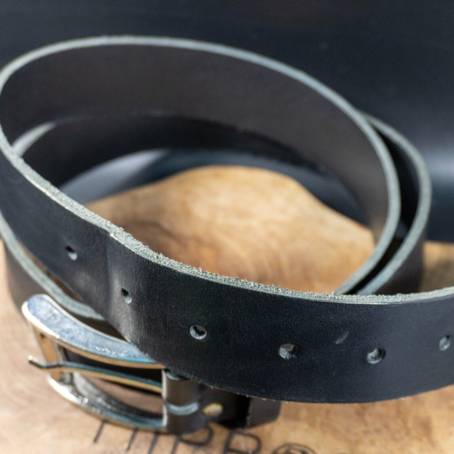 Vintage Mens Belt Handmade Vintage Leather Jeans Belt Black Size 42