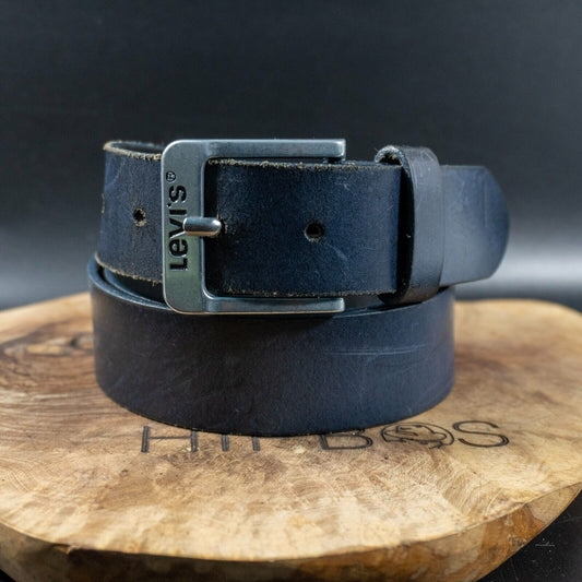 Levis Mens Belt Vintage Leather Belt Jeans Leather Belt Blue Size 36