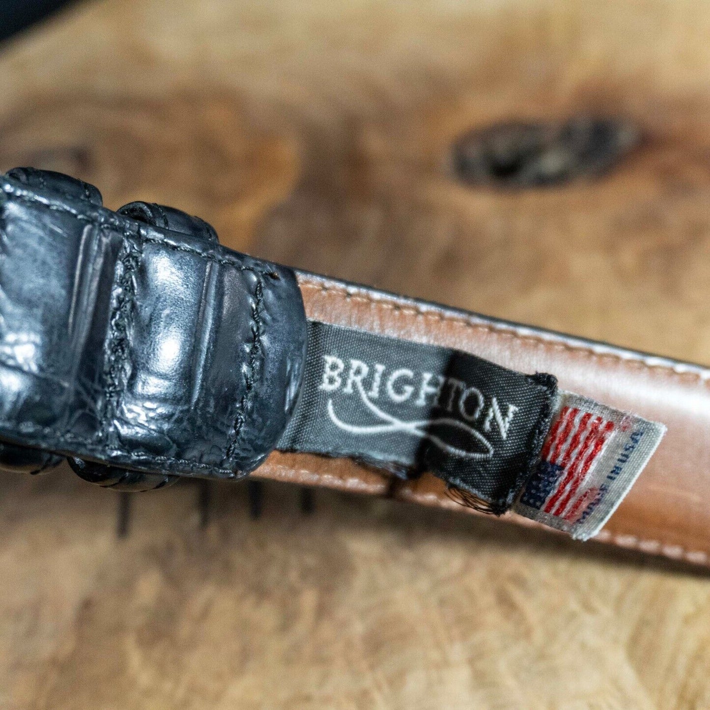 Brighton Mens Belt Vintage Belt Leather Jeans Belt Black Size 38