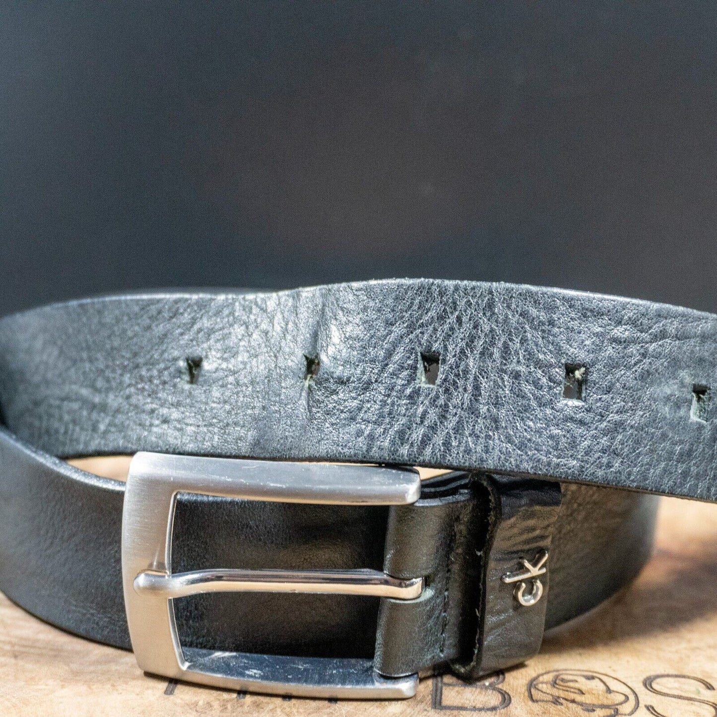 Calvin Klein Mens Belt Leather Belt Jeans Belt Black Size 40