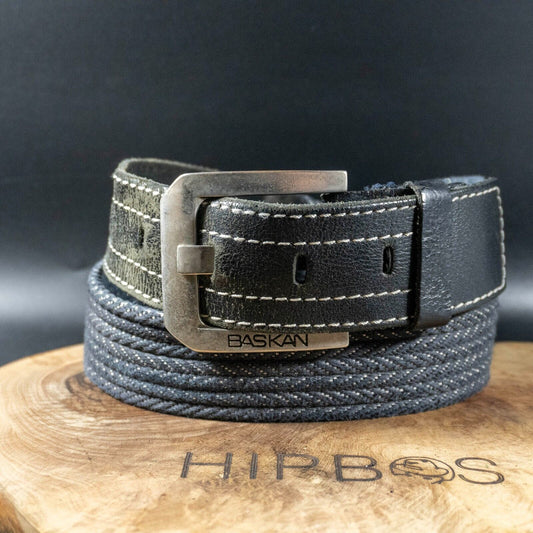 Baskan Mens Belt Vintage Fabric and Leather Jeans Belt Size 32"