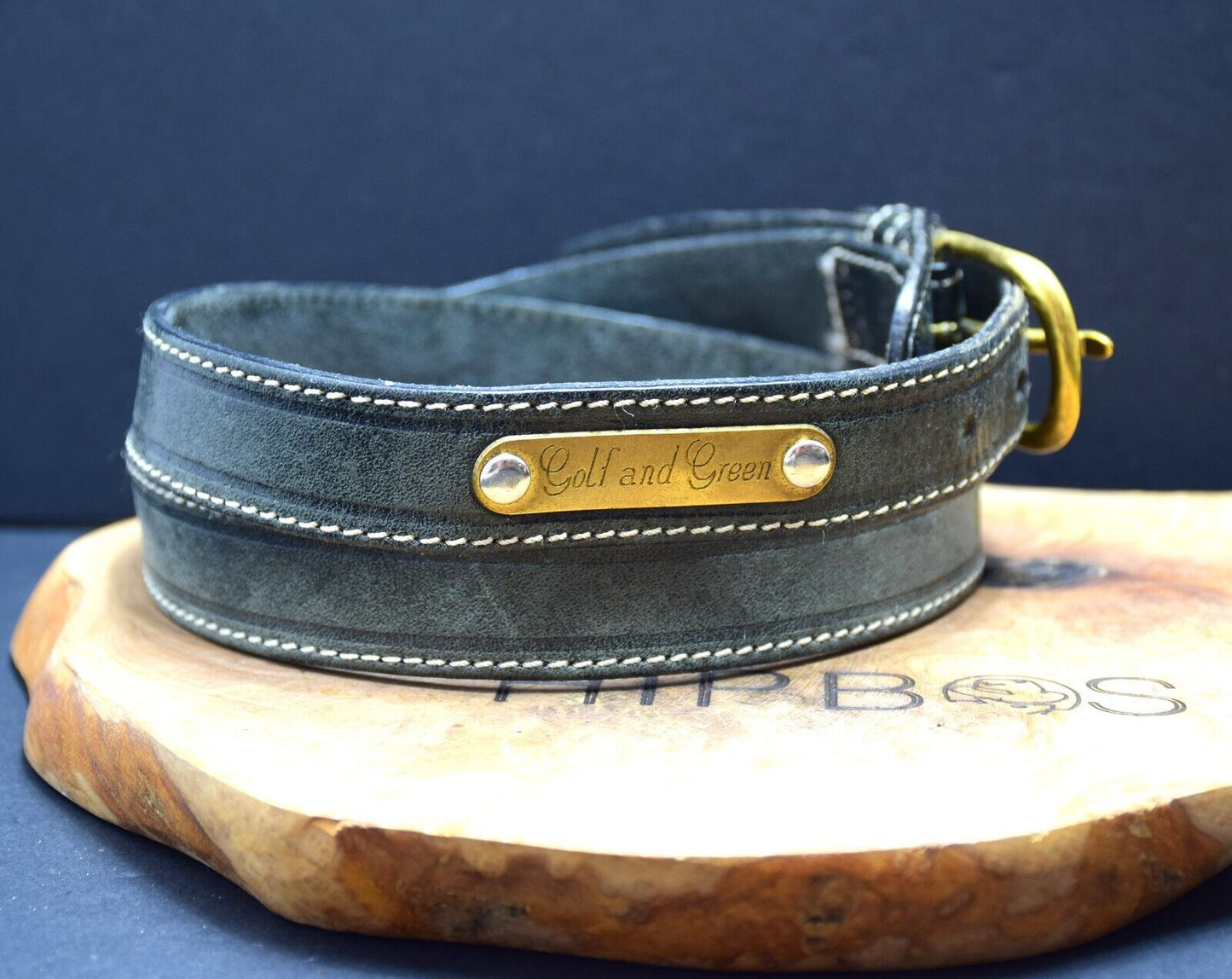 Golf and Green Womens Belt Vintage Leather Jeans Waist Belt Grey Green Size 32