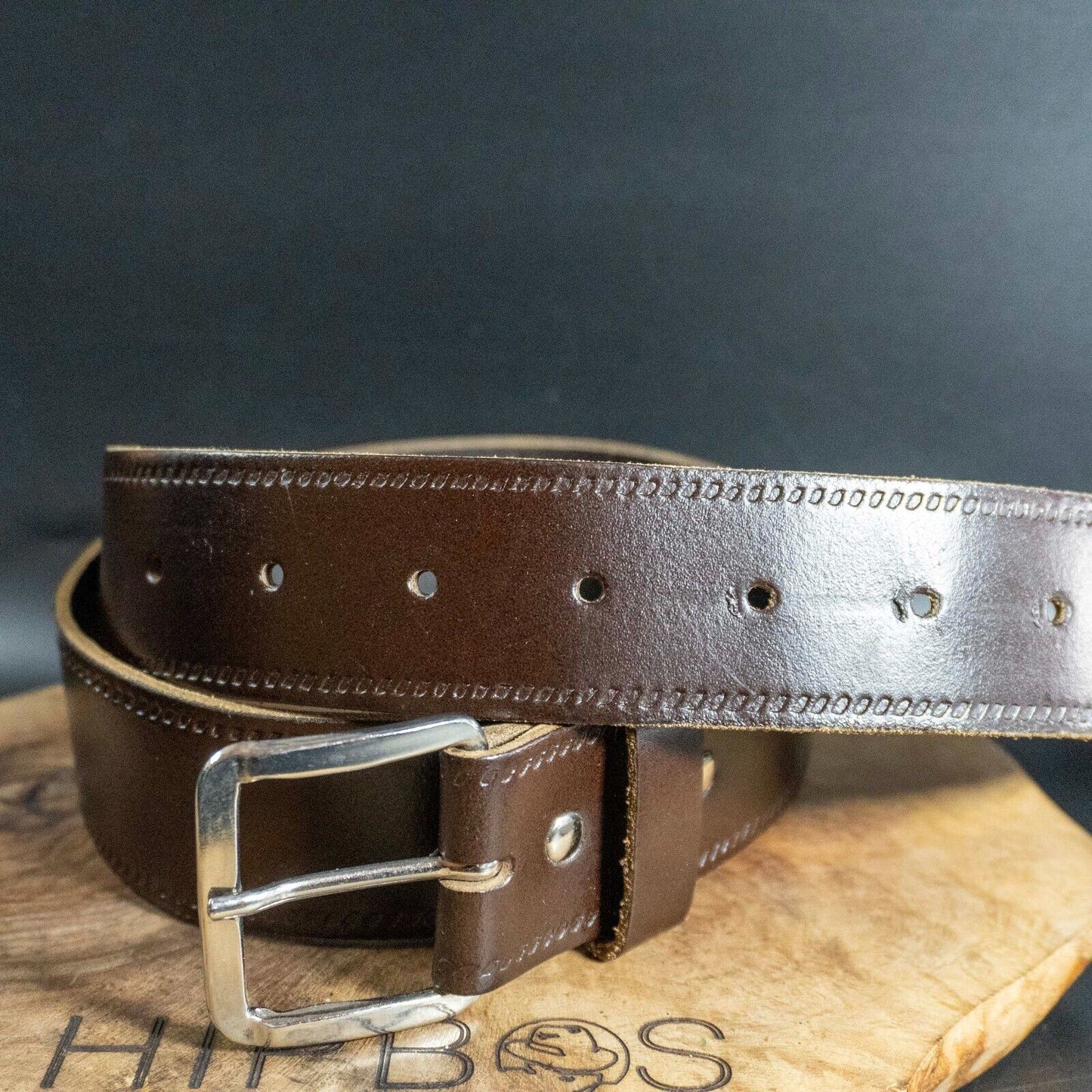 Vintage Mens Belt Handmade Leather Jeans Belt Brown Size 34