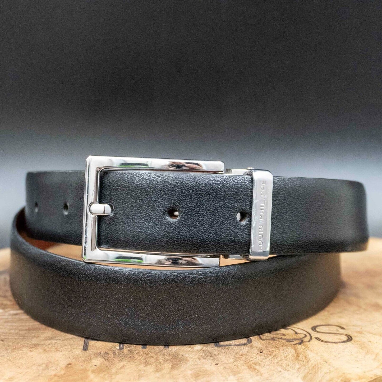 Louis Philippe Mens Belt Leather Classic Jeans Belt Black Size 34