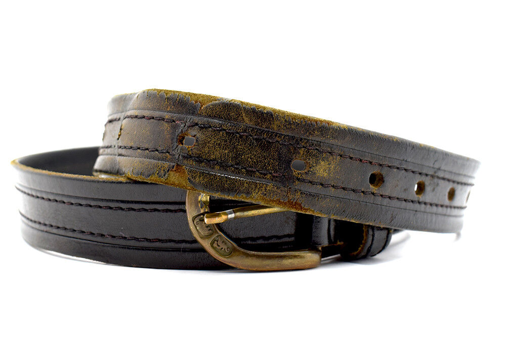 El Campero Mens Belt Vintage Leather Jeans Belt Black Brown Size 38