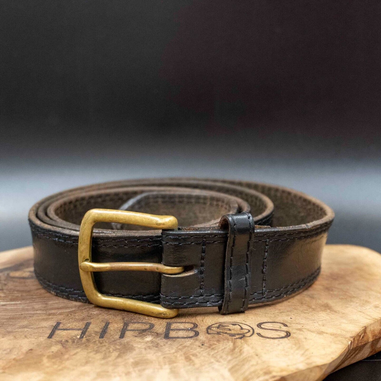 Buckle Mens Belt Vintage Leather Jeans Belt Black Size 42