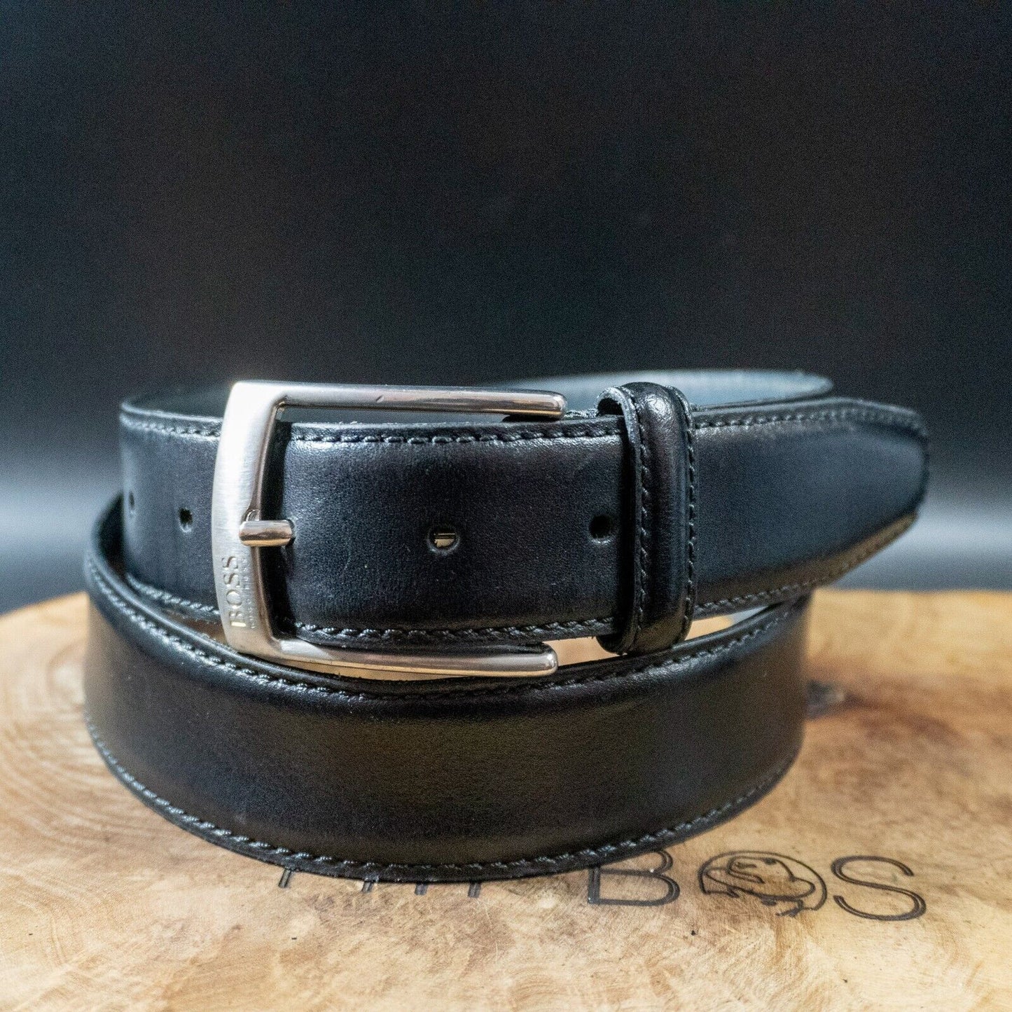 Hugo Boss Mens Belt Esily Leather Jeans Belt Black Size 32