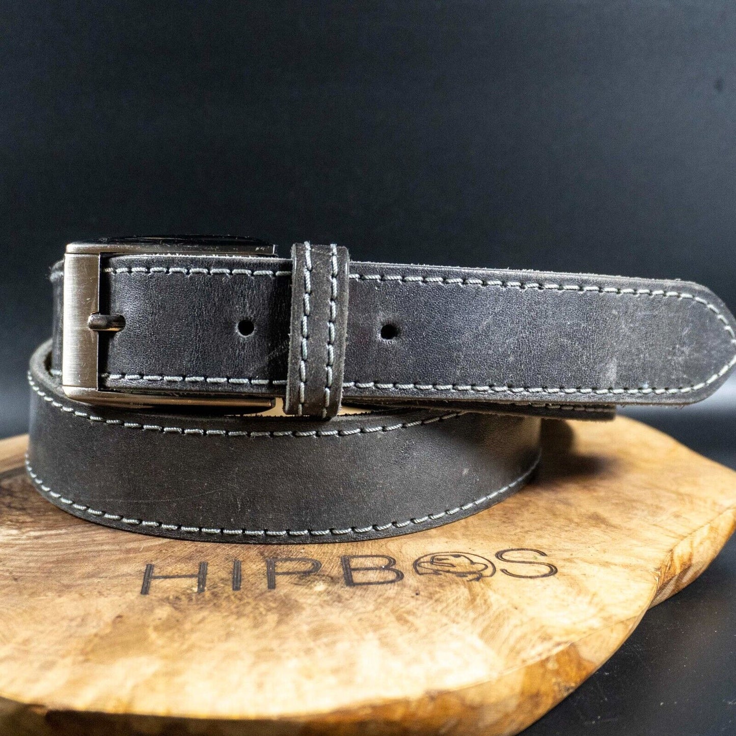 Vintage Mens Belt Leather Jeans Belt Grey Size 36