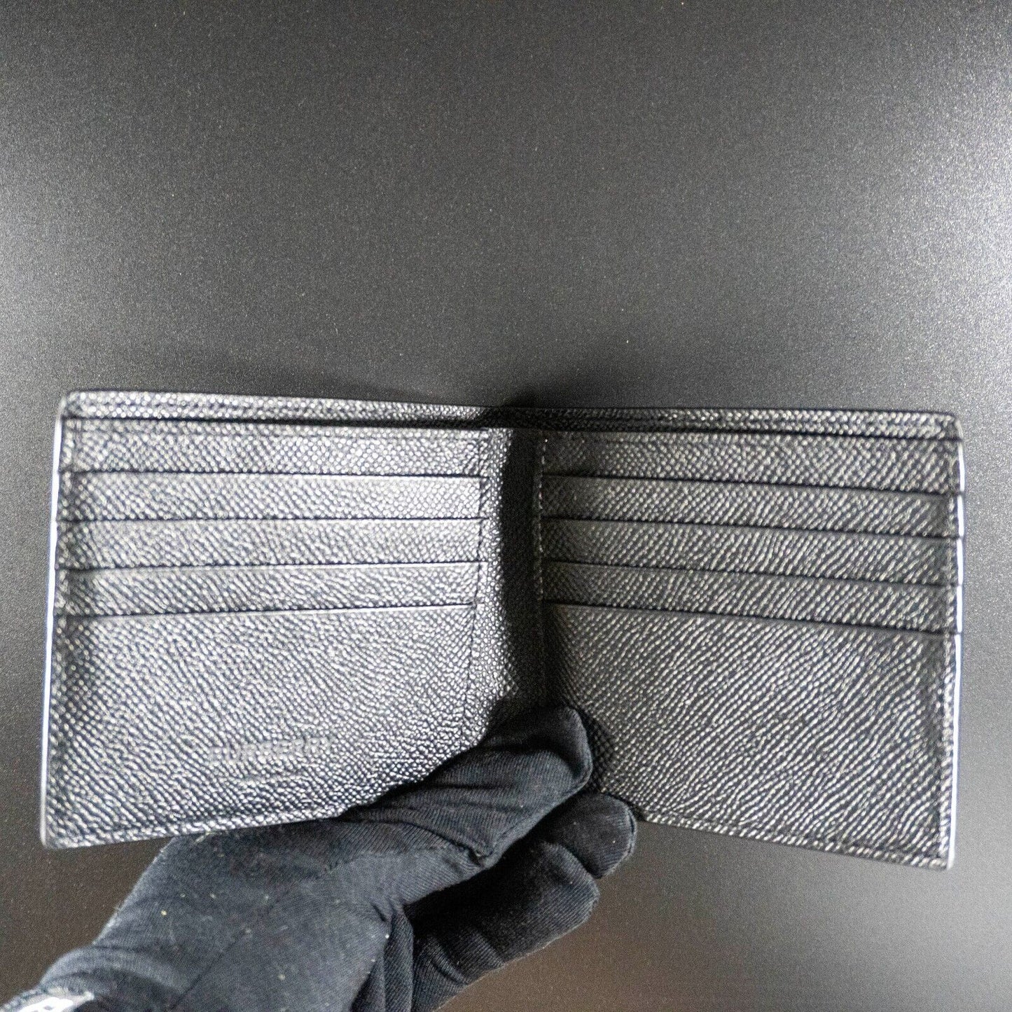 Burberry Authentic Mens Wallet Grain Leather Bifold Wallet Black