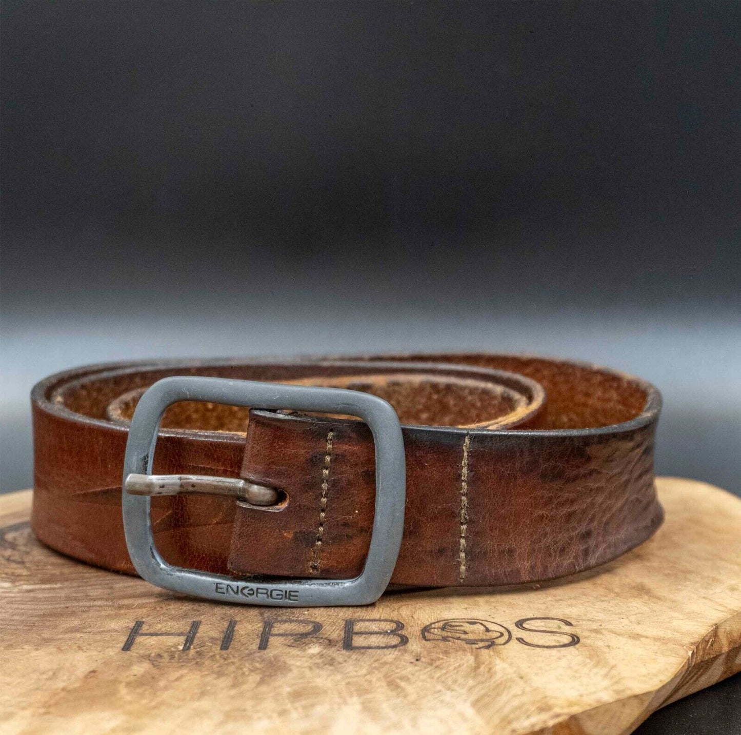 Energie Mens Belt Vintage Leather Belt Jeans Leather Belt Brown Size 36