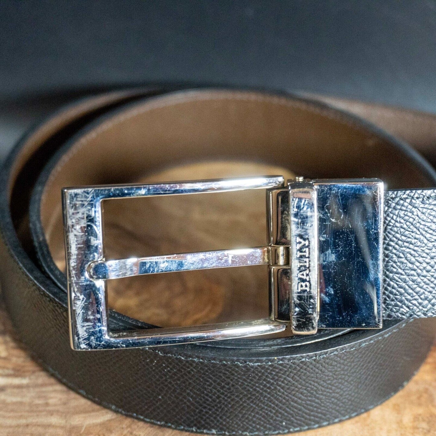 Bally Mens Belt Authentic Classic Reversible Leather Jeans Belt Size 34