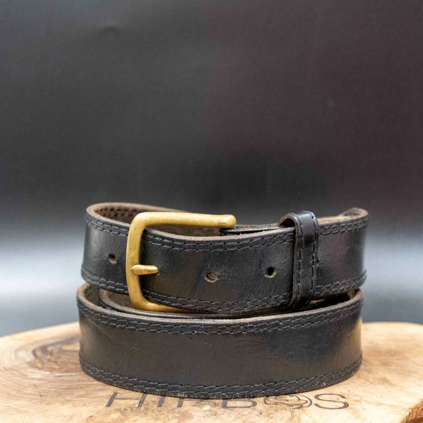 Buckle Mens Belt Vintage Leather Jeans Belt Black Size 42