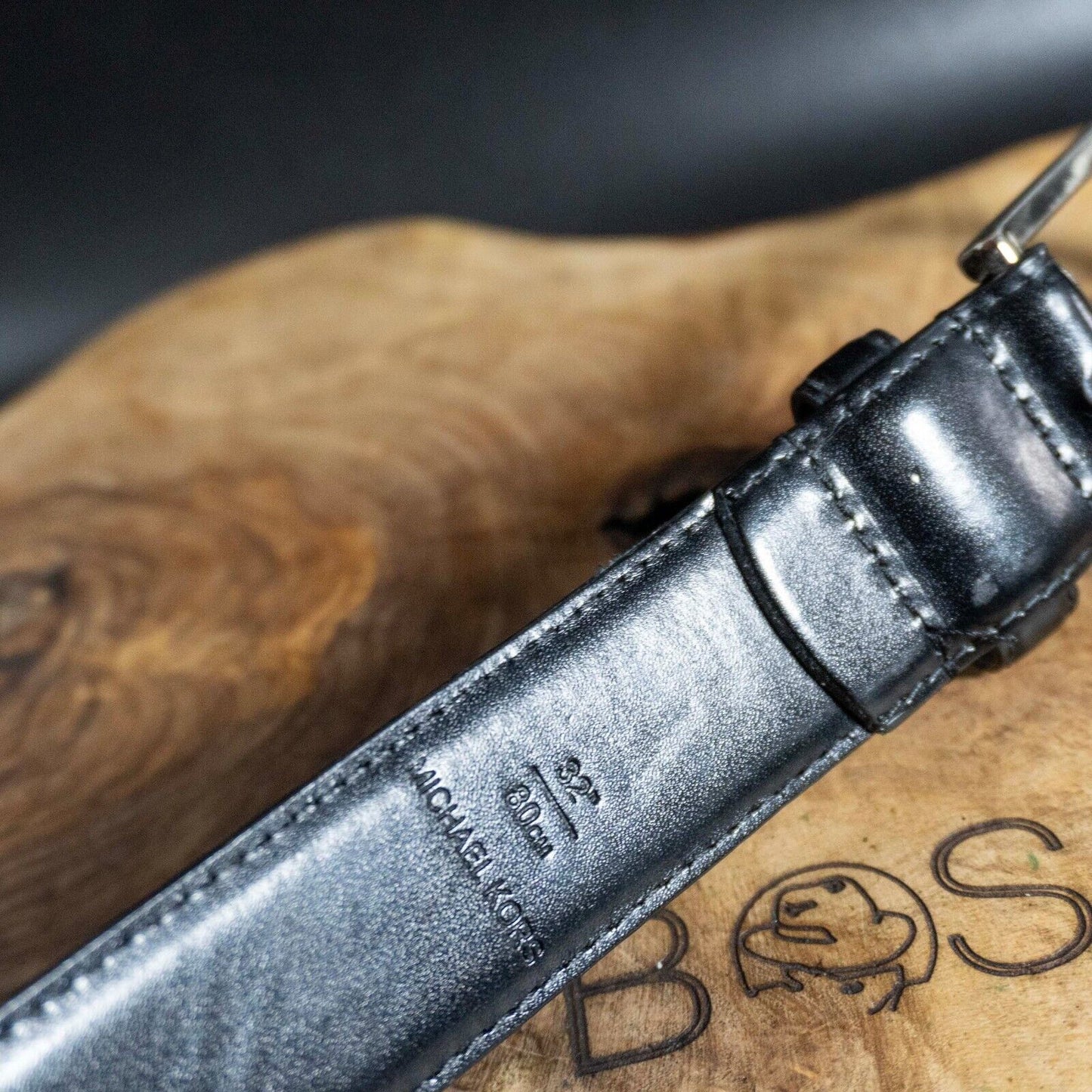 Michael Kors Mens Leather Belt Authentic Classic Leather Belt Black Size 32