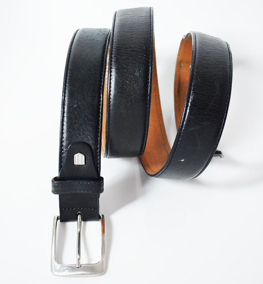 Profuomo Mens Belt Vintage Leather Jeans Belt Black Size 40