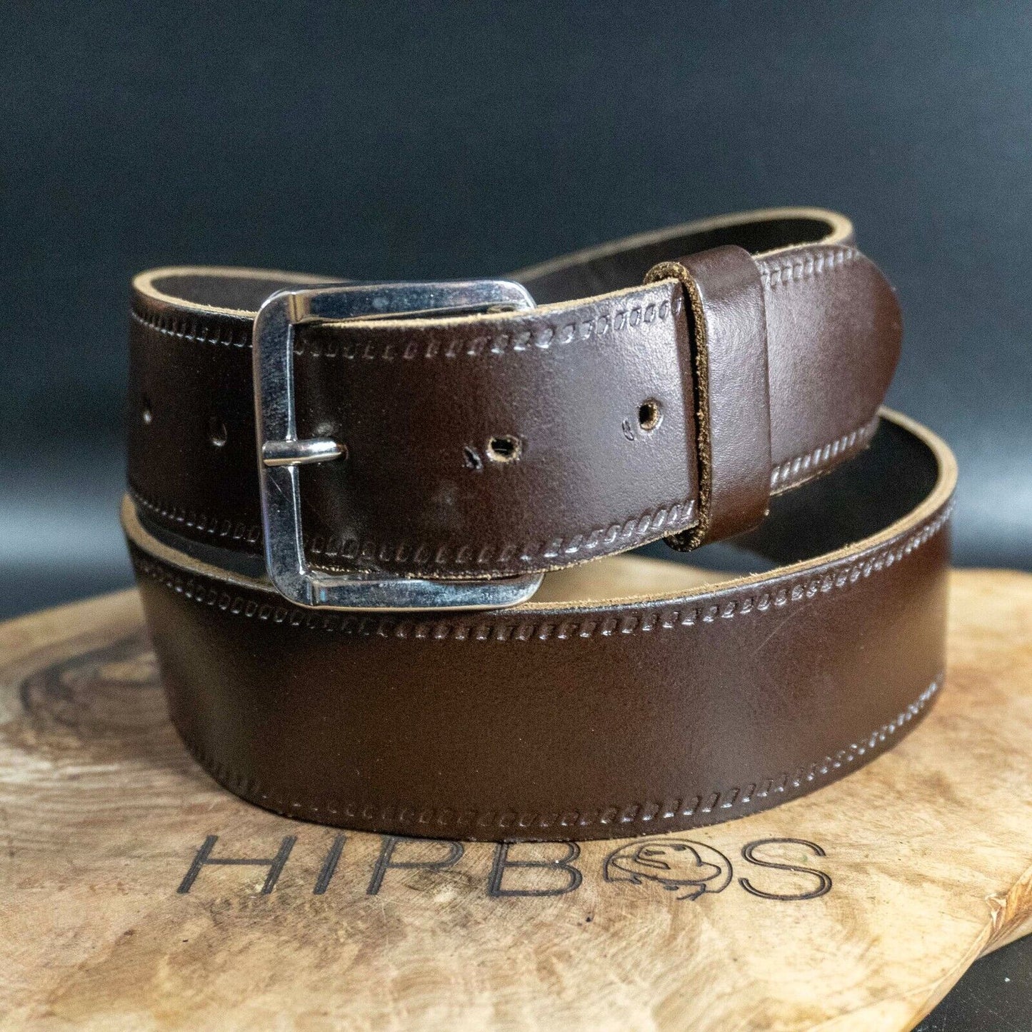 Vintage Mens Belt Handmade Leather Jeans Belt Brown Size 34