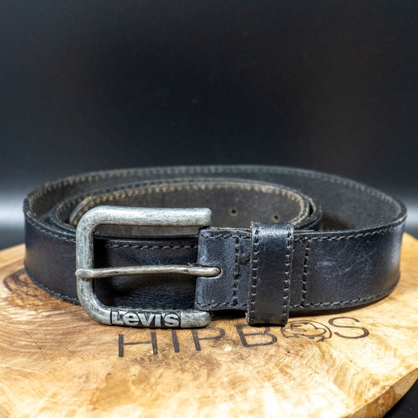 Levis Mens Belt Vintage Leather Belt Jeans Leather Belt Black Size 36