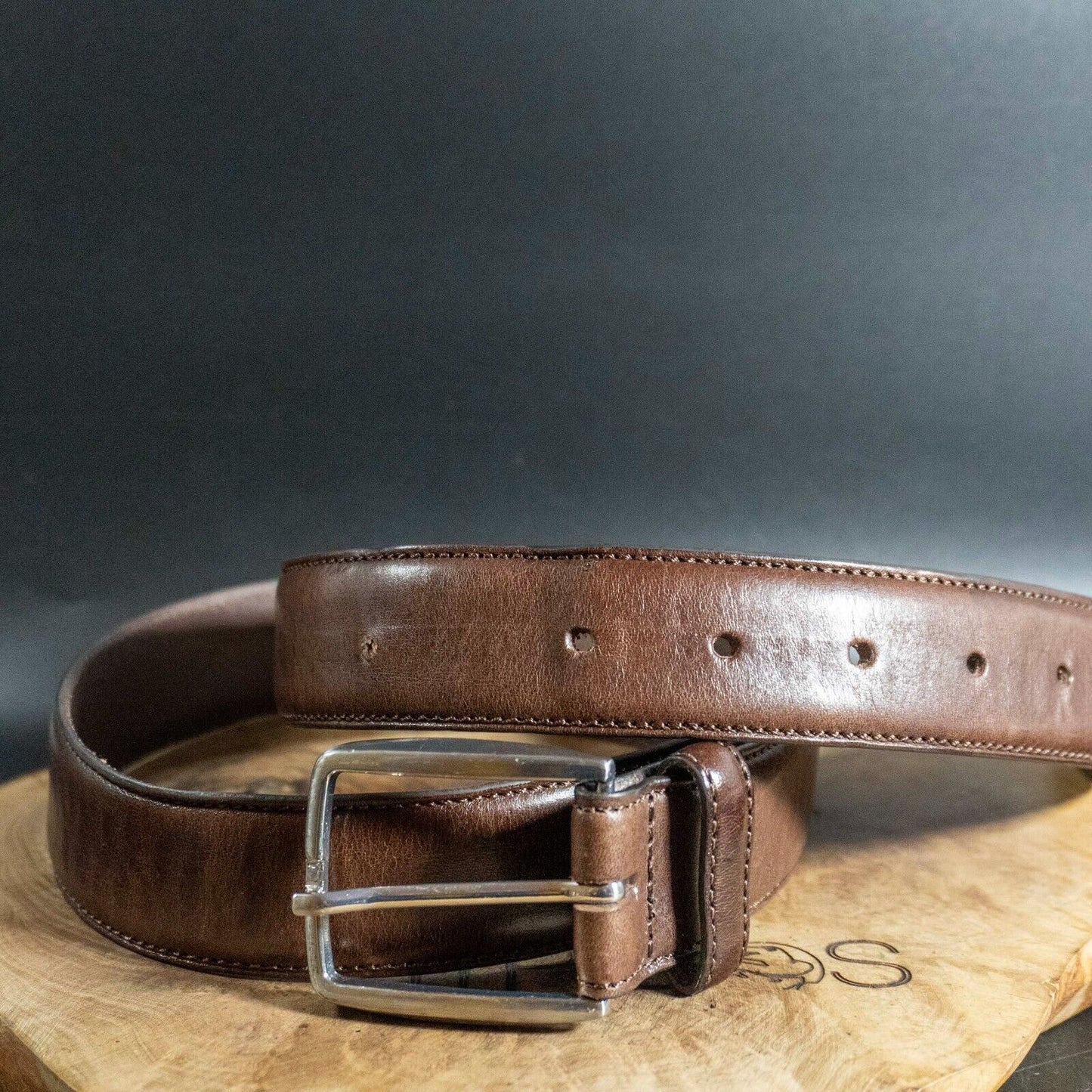 John Lewis Mens Belt Vintage Classic Leather Jeans Belt Brown Size Medium