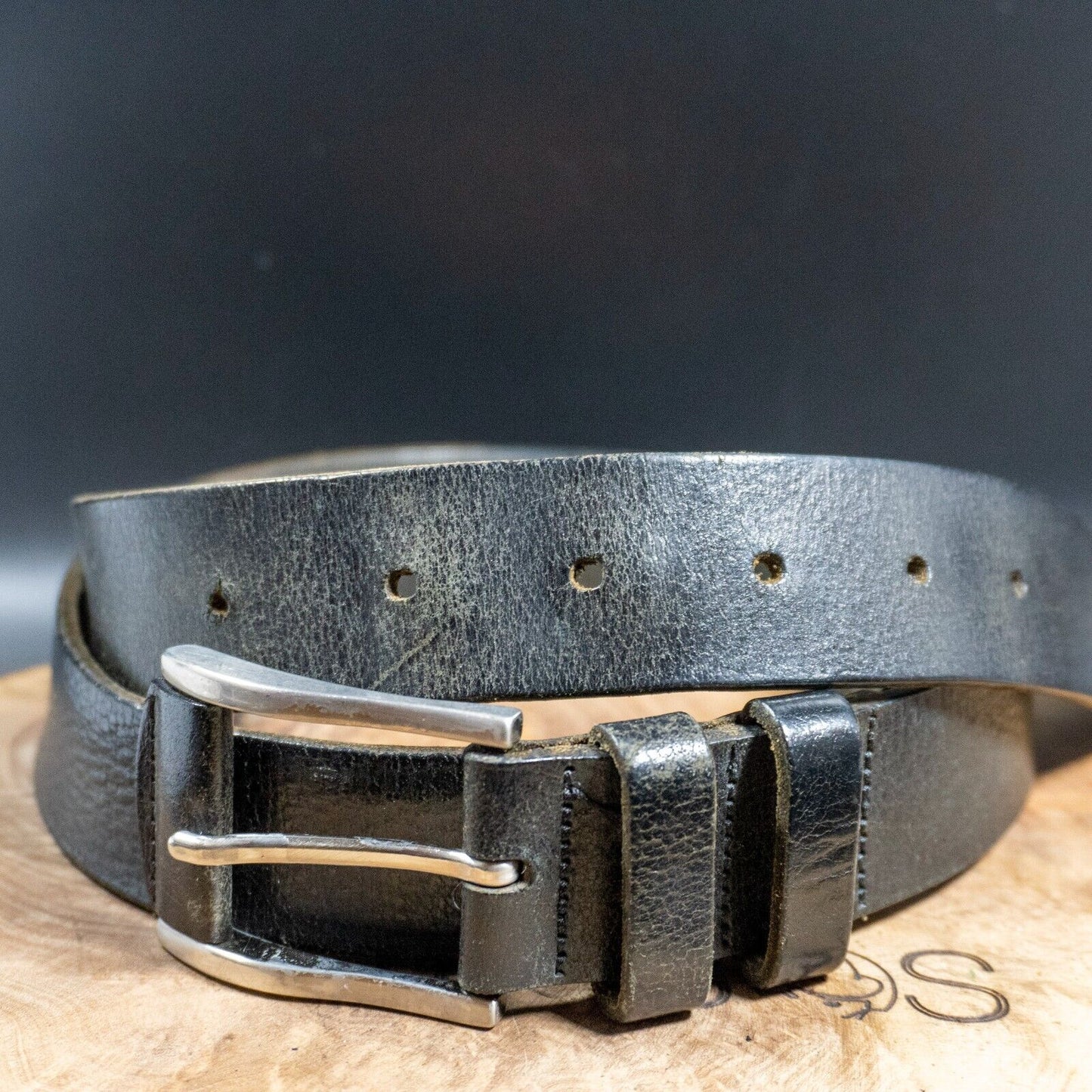Vintage Mens Belt Handmade Vintage Leather Jeans Belt Black Size 38