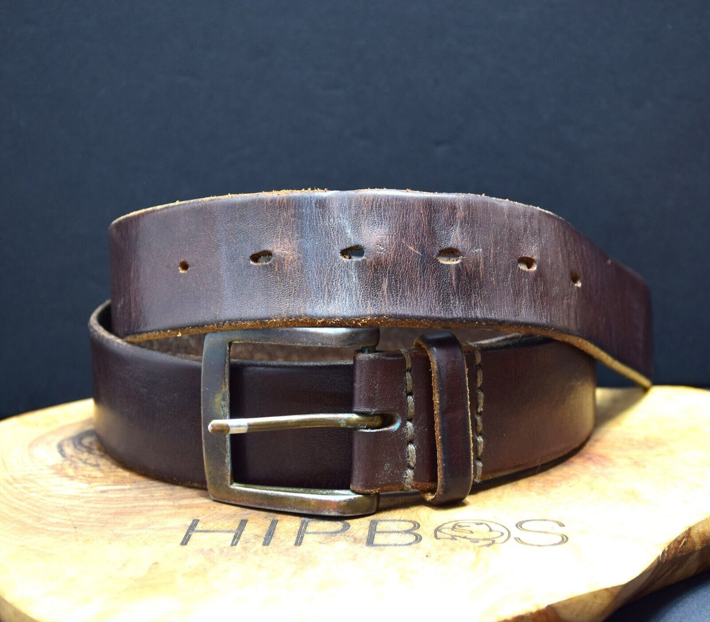 Vintage Mens Belt Handmade Leather Jeans Belt Brown Size 34