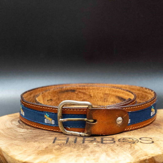 Cintura Moda Vintage Belt Fabric and Leather Webbed Belt Size 30