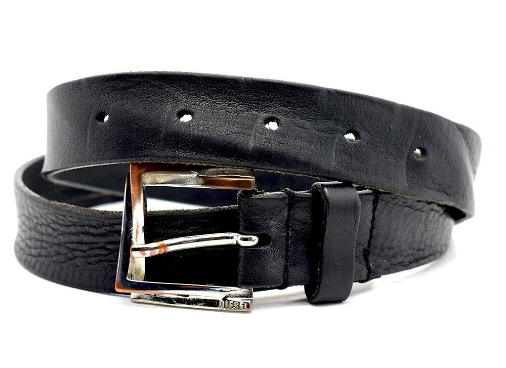 Diesel Womens Belt Vintage Leather Jeans Belt Black Size 34