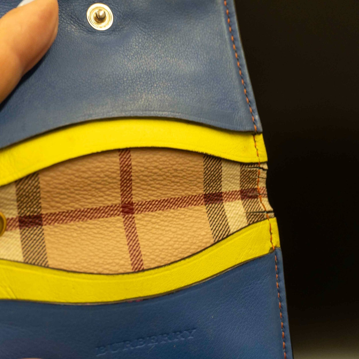 Burberry Authentic Leather Keychain Card Holder Card Wallet Blue