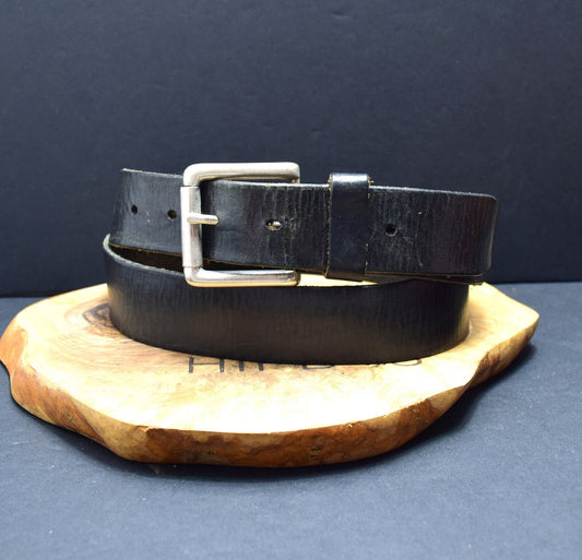 Vintage Mens Belt Handmade Leather Jeans Belt Black Size 38