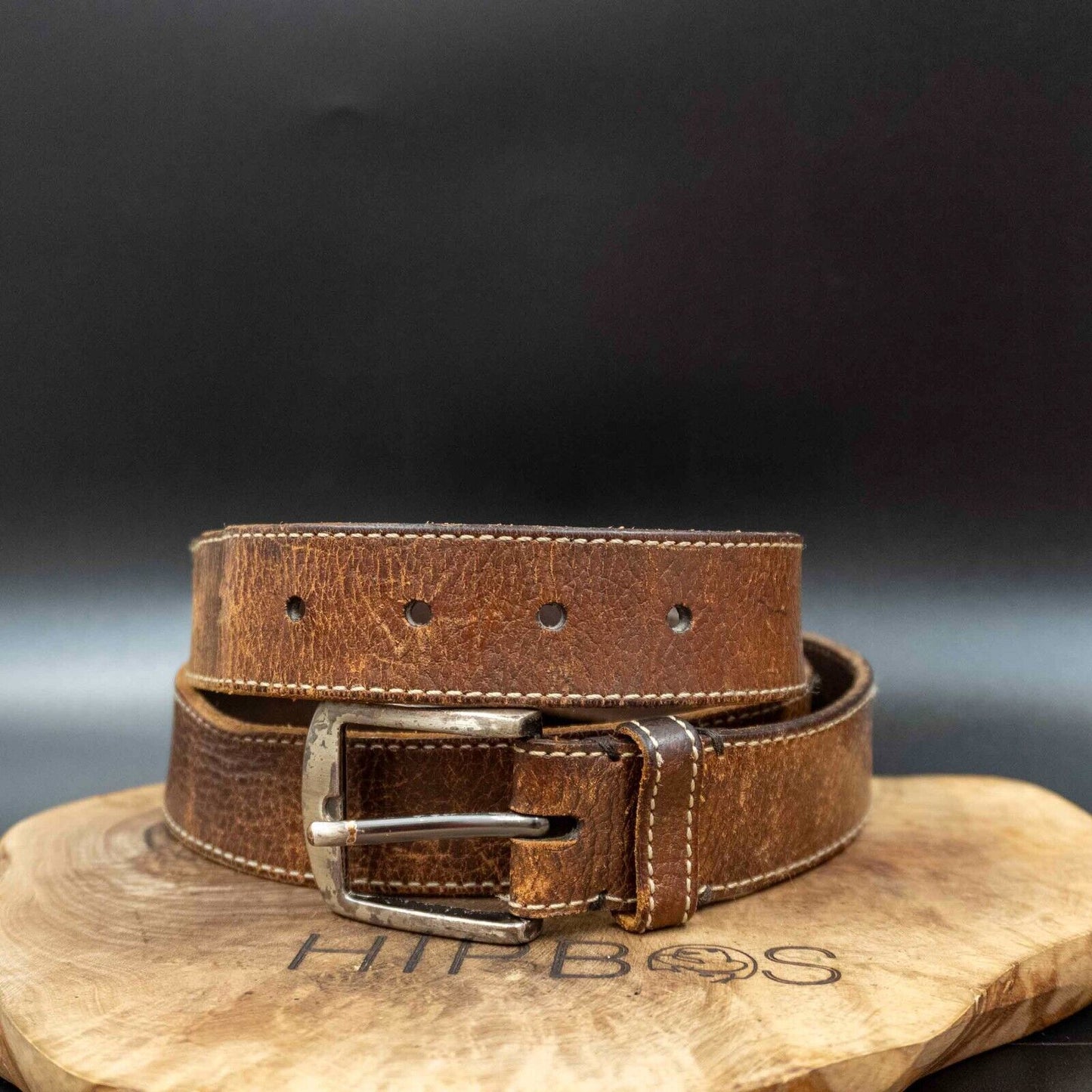 Vintage Mens Belt Handmade Leather Jeans Belt Brown Size 34
