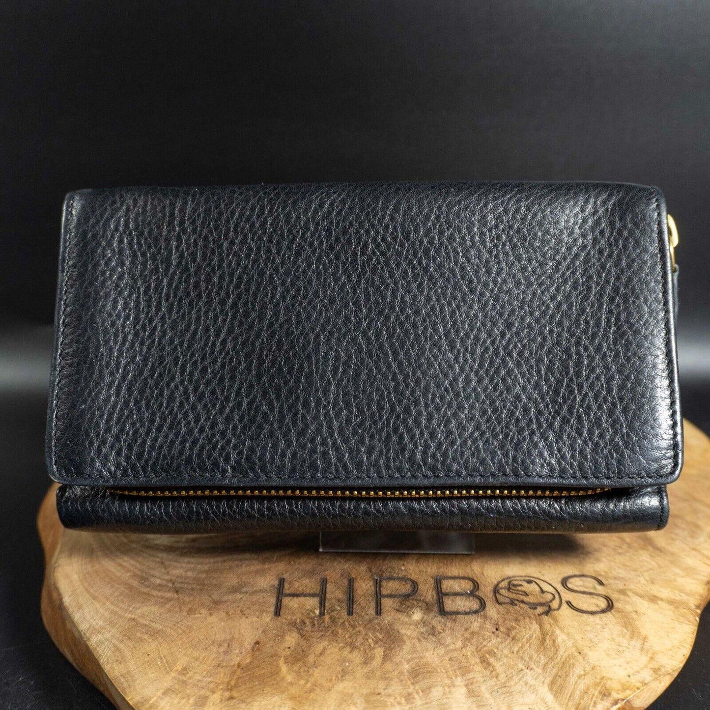 Jaeger Womens Purse Wallet Leather Snap Closure Wallet Large Size Black
