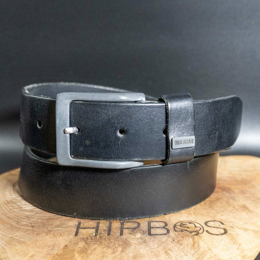 Big StarMens Belt Vintage Leather Jeans Belt Black Size 38