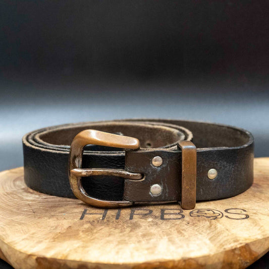 Vintage Mens Belt Handmade Leather Jeans Belt Black Size 34