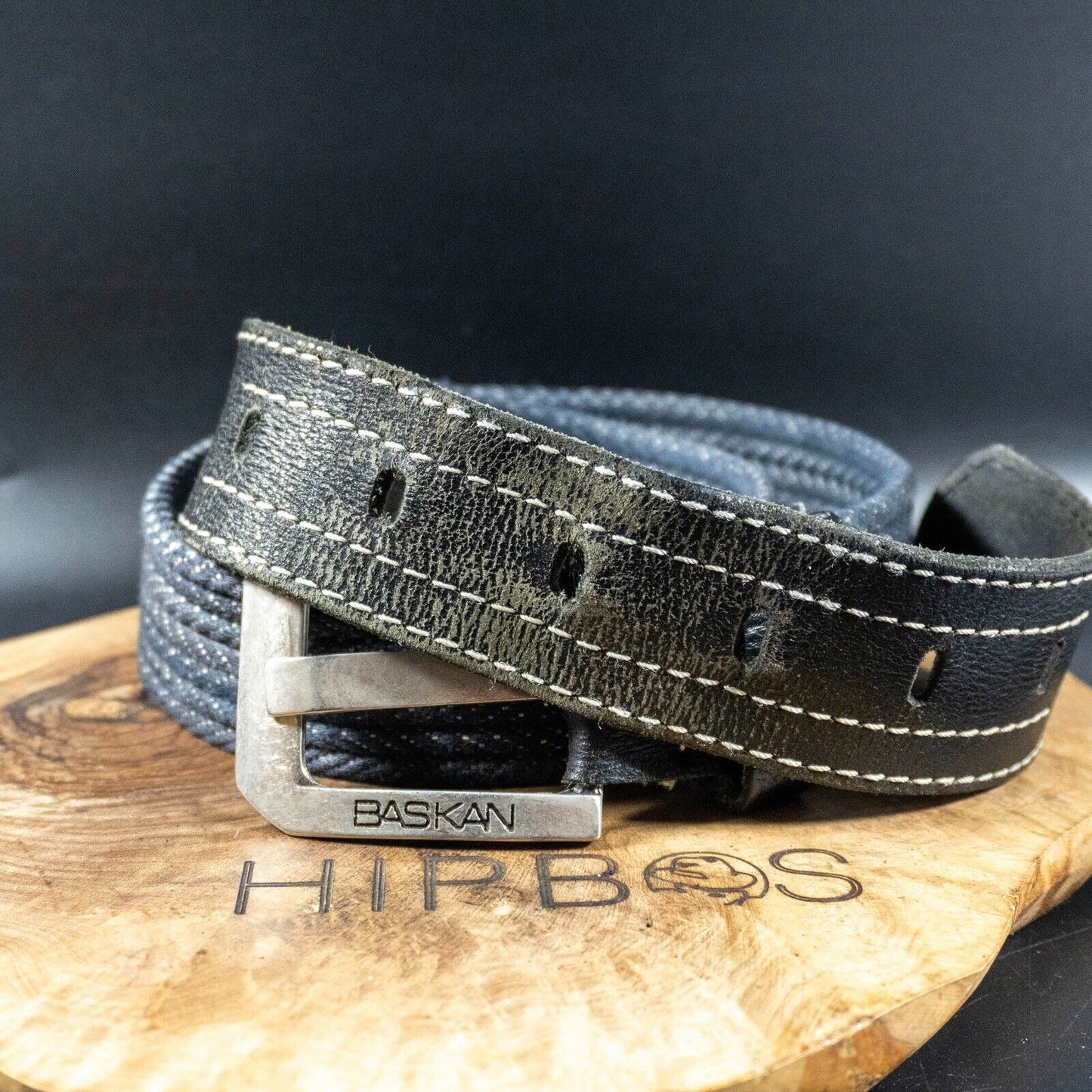 Baskan Mens Belt Vintage Fabric and Leather Jeans Belt Size 32"